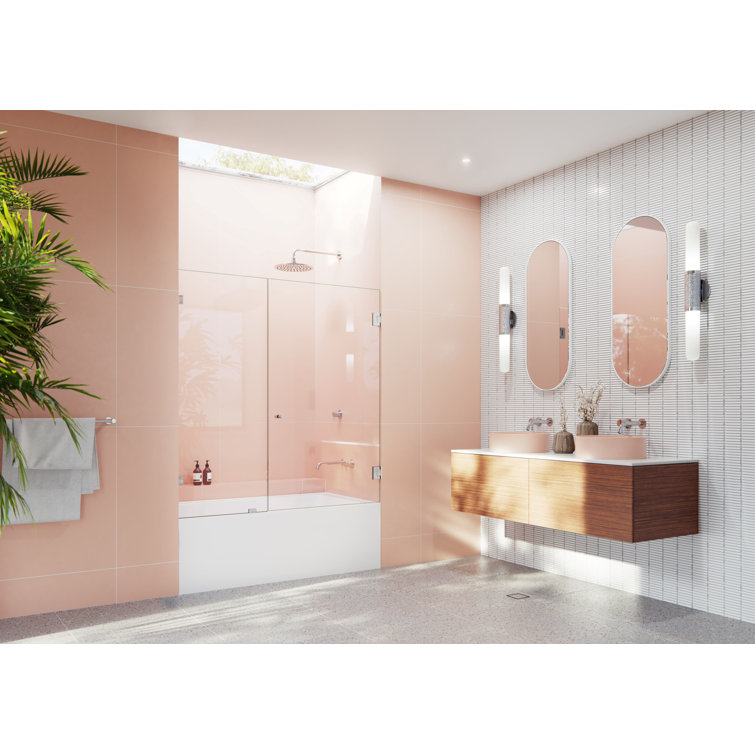 Illume 55.5 x 58.25 Frameless Chrome Glass Bathtub Door