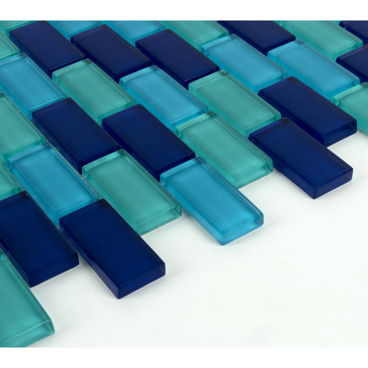 Blue Green Rectangular Glass Mosaic Tile for Walls and Backsplashes