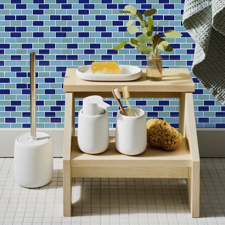 Blue Green Rectangular Glass Mosaic Tile for Walls and Backsplashes