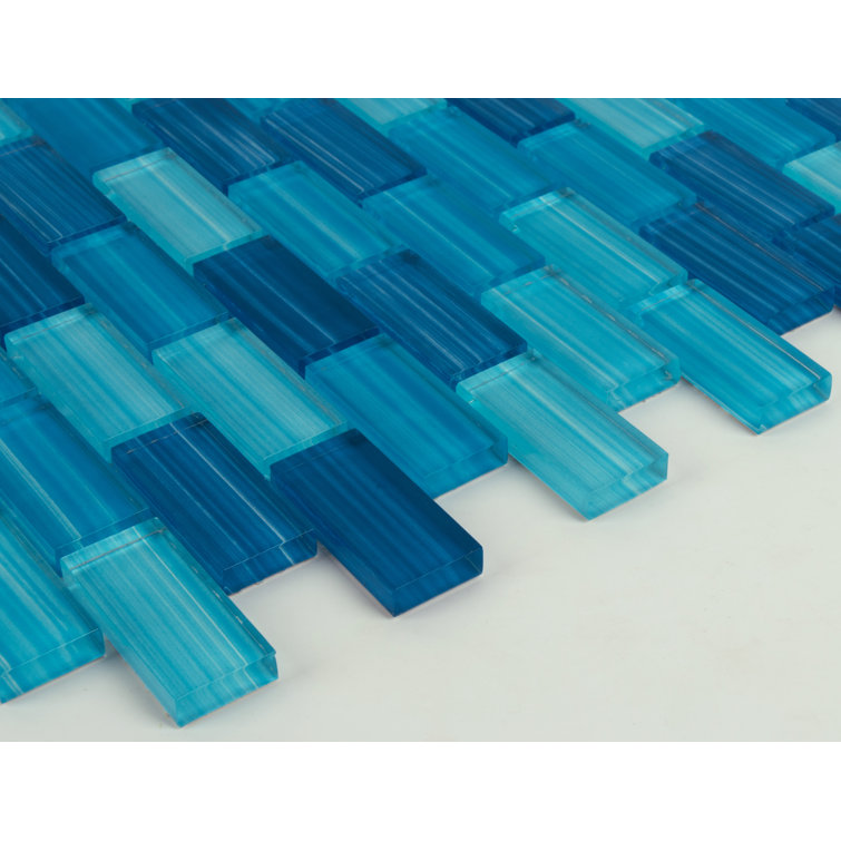 Beachside Blue Hand-Painted Glass Mosaic Wall Tile