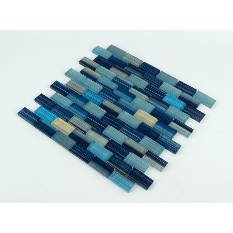 Coral Blue Hand-Painted Glass Mosaic Tile for Pools