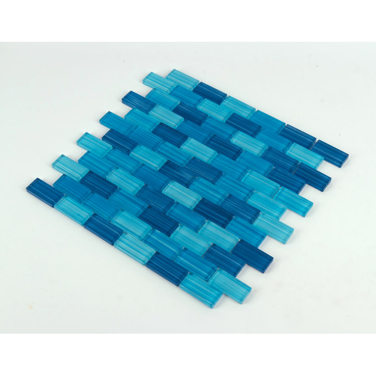 Beachside Blue Hand-Painted Glass Mosaic Wall Tile