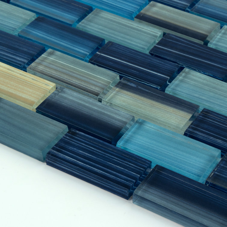 Coral Blue Hand-Painted Glass Mosaic Tile for Pools