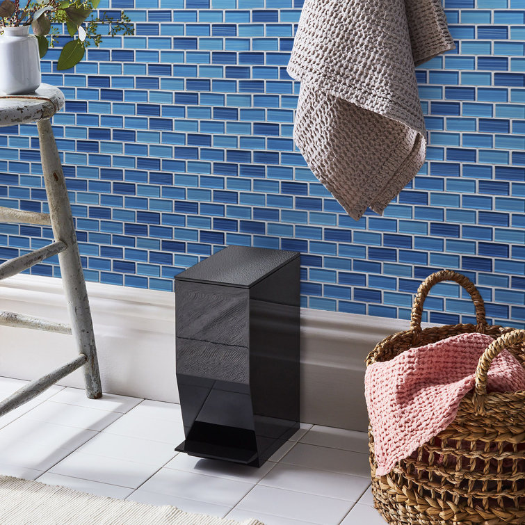 Beachside Blue Hand-Painted Glass Mosaic Wall Tile