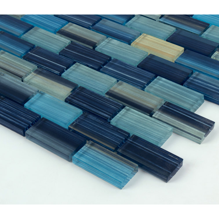 Coral Blue Hand-Painted Glass Mosaic Tile for Pools