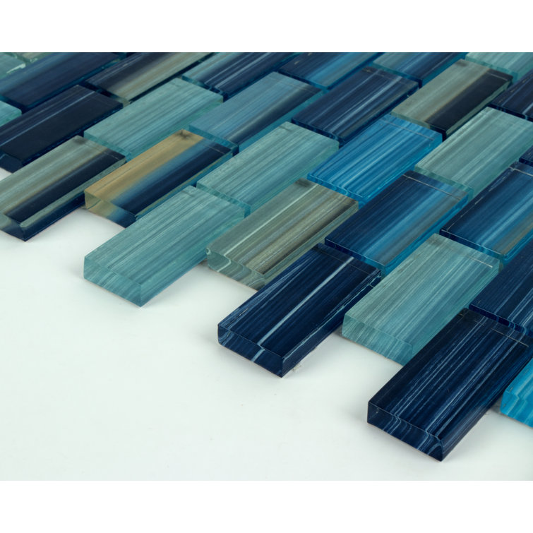 Coral Blue Hand-Painted Glass Mosaic Tile for Pools