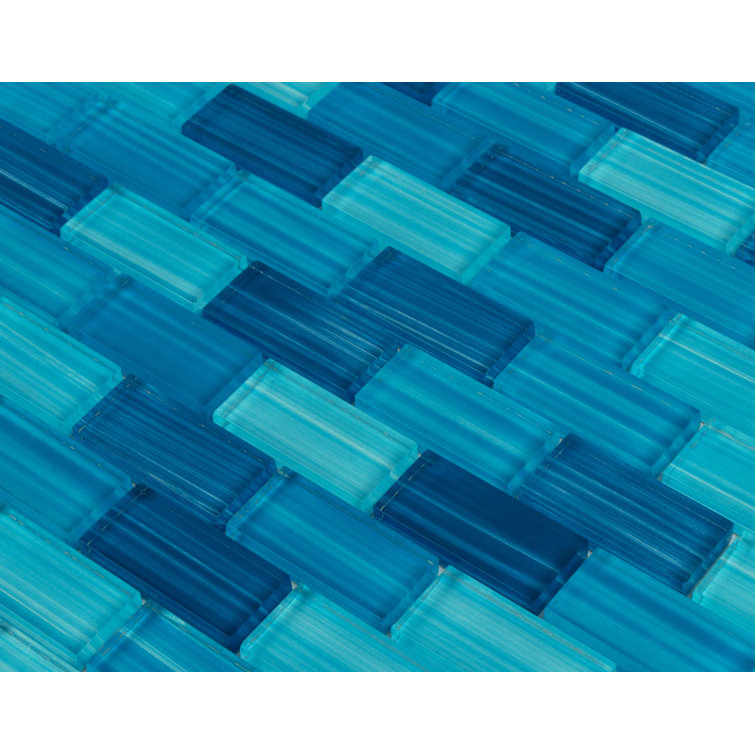 Beachside Blue Hand-Painted Glass Mosaic Wall Tile