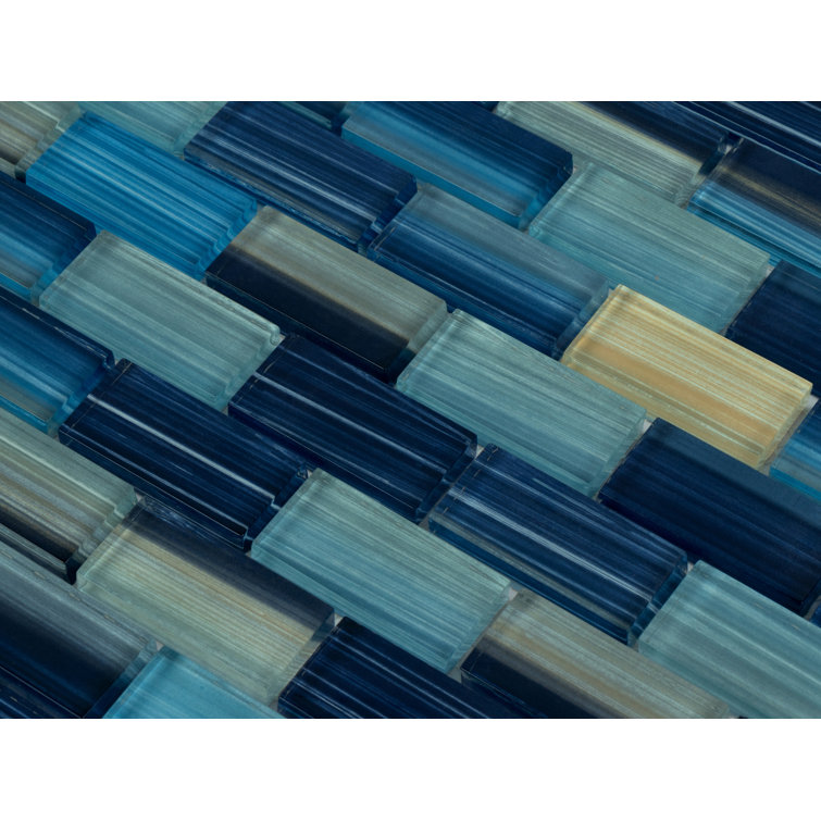 Coral Blue Hand-Painted Glass Mosaic Tile for Pools