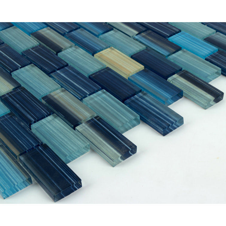 Coral Blue Hand-Painted Glass Mosaic Tile for Pools