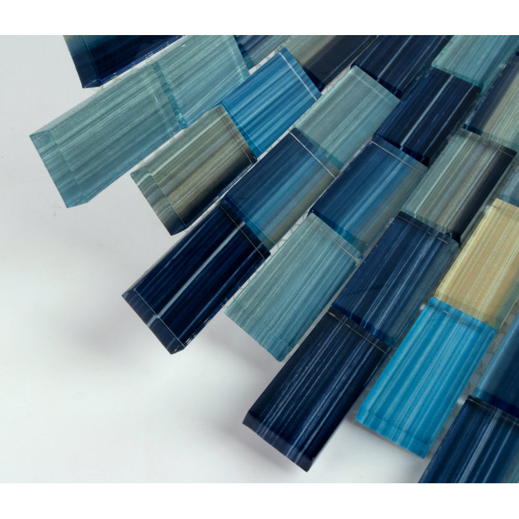 Coral Blue Hand-Painted Glass Mosaic Tile for Pools