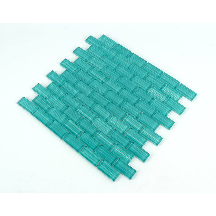 River Green Hand-Painted Glass Mosaic Tile 12" x 13"