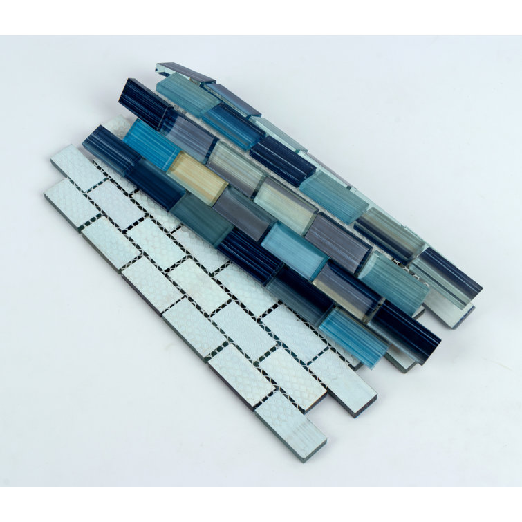 Coral Blue Hand-Painted Glass Mosaic Tile for Pools