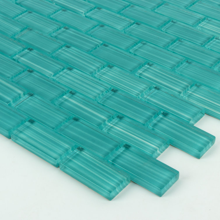 River Green Hand-Painted Glass Mosaic Tile 12" x 13"