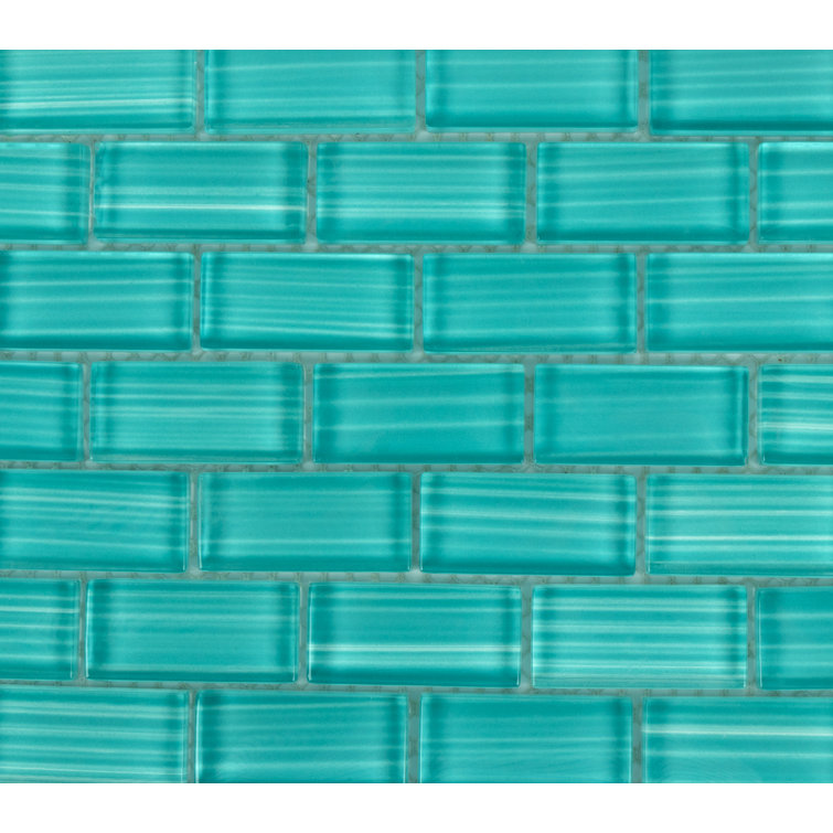River Green Hand-Painted Glass Mosaic Tile 12" x 13"