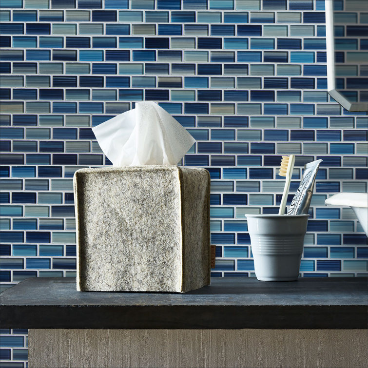Coral Blue Hand-Painted Glass Mosaic Tile for Pools