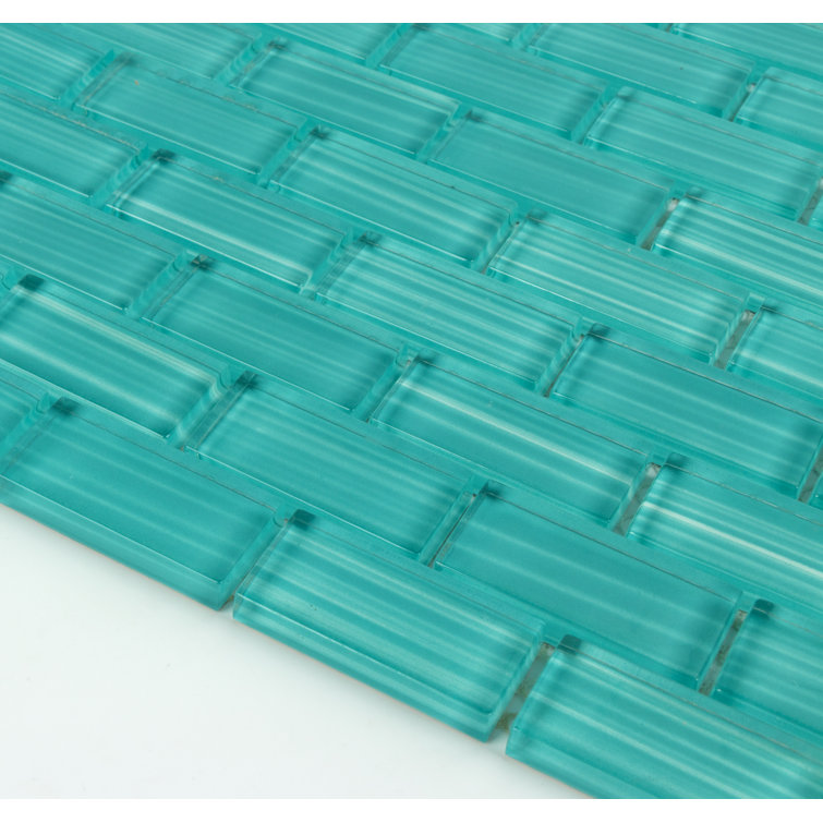 River Green Hand-Painted Glass Mosaic Tile 12" x 13"