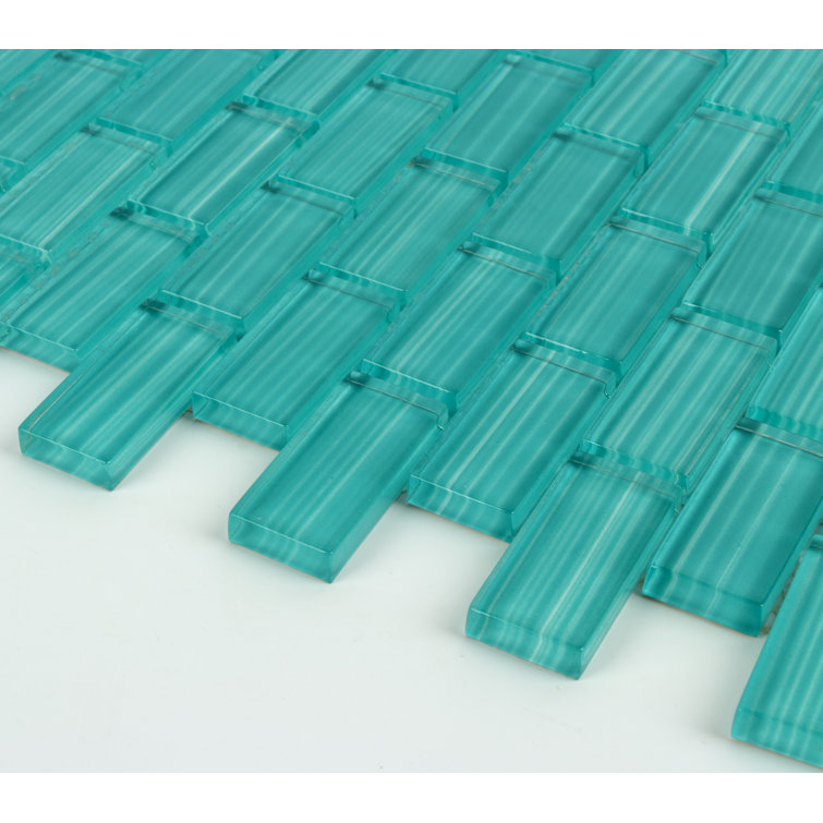 River Green Hand-Painted Glass Mosaic Tile 12" x 13"