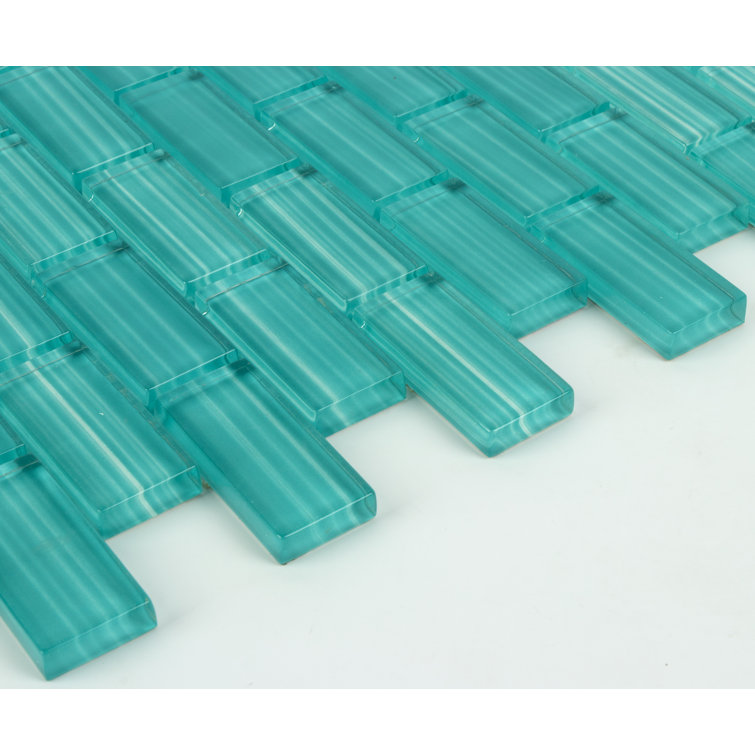 River Green Hand-Painted Glass Mosaic Tile 12" x 13"
