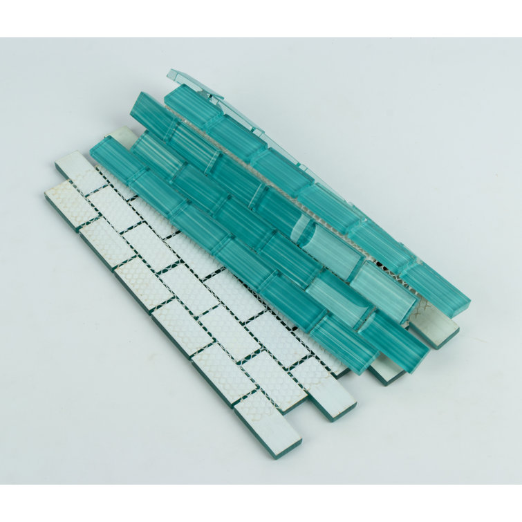 River Green Hand-Painted Glass Mosaic Tile 12" x 13"
