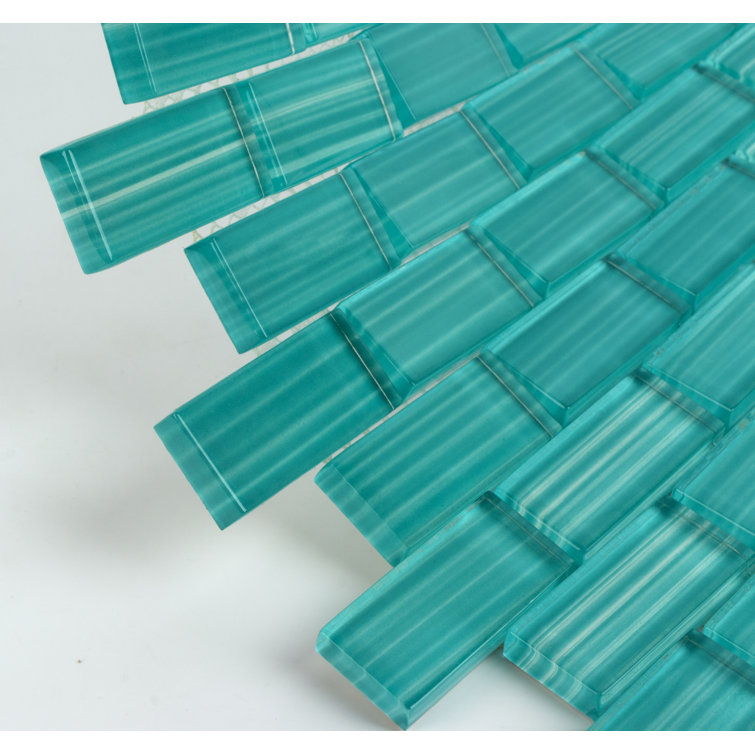 River Green Hand-Painted Glass Mosaic Tile 12" x 13"