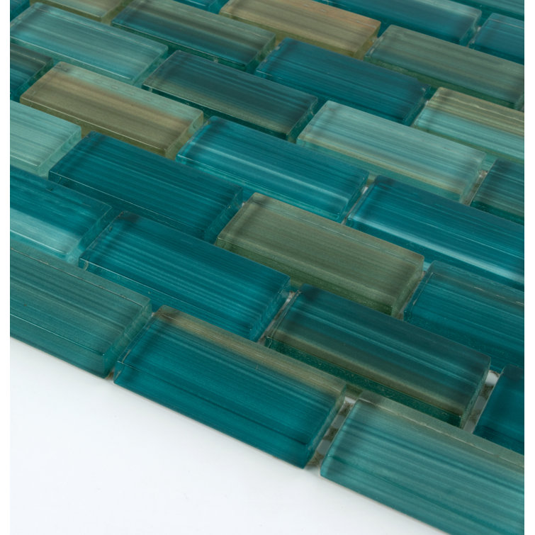 Lagoon Green Hand-Painted Glass Mosaic Tile for Walls and Pools