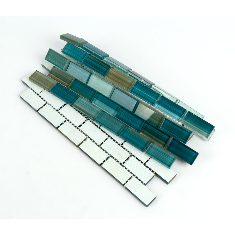 Lagoon Green Hand-Painted Glass Mosaic Tile for Walls and Pools