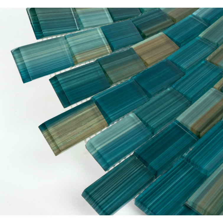 Lagoon Green Hand-Painted Glass Mosaic Tile for Walls and Pools