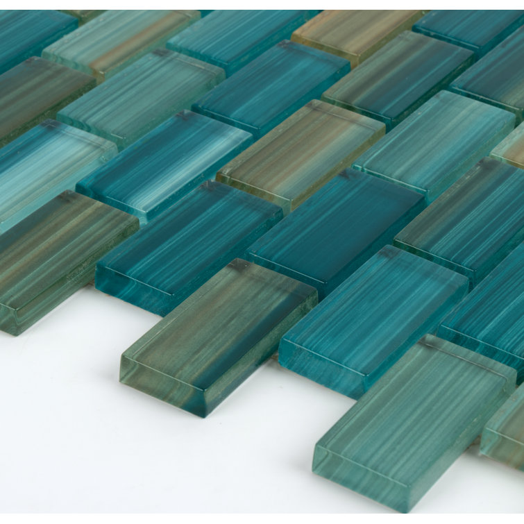 Lagoon Green Hand-Painted Glass Mosaic Tile for Walls and Pools