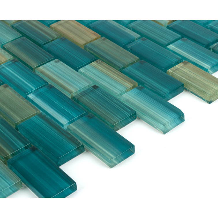 Lagoon Green Hand-Painted Glass Mosaic Tile for Walls and Pools