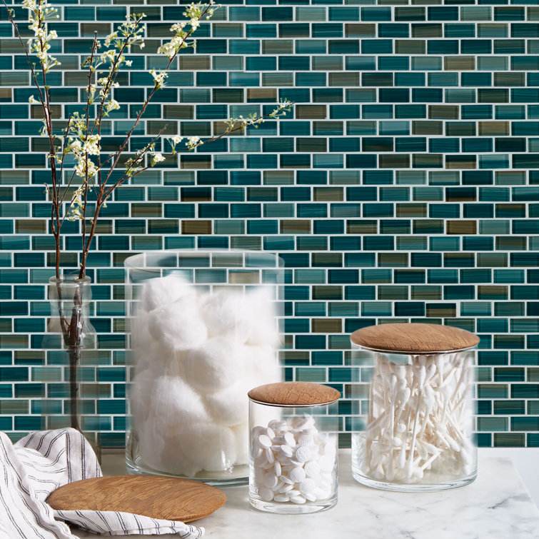 Lagoon Green Hand-Painted Glass Mosaic Tile for Walls and Pools