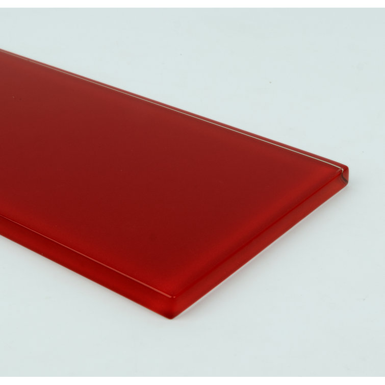 Premium 4" x 12" Polished Red Glass Subway Tile