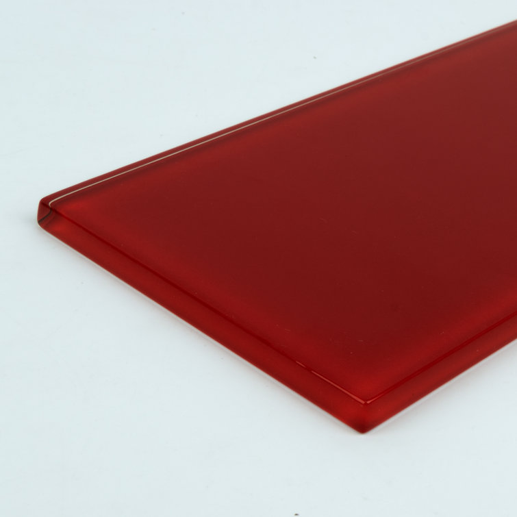 Premium 4" x 12" Polished Red Glass Subway Tile