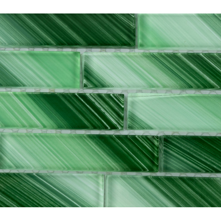 Green Hand-Painted Glass Mosaic Tile for Walls