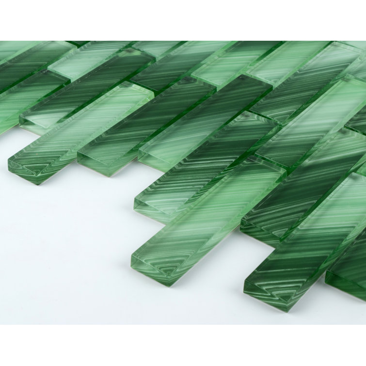 Green Hand-Painted Glass Mosaic Tile for Walls