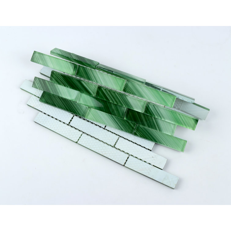 Green Hand-Painted Glass Mosaic Tile for Walls