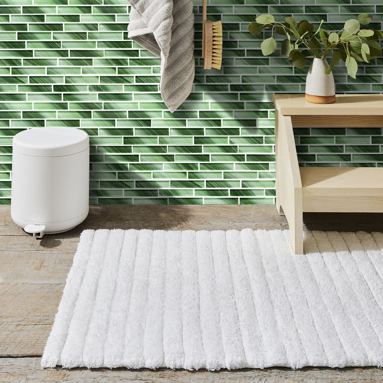 Green Hand-Painted Glass Mosaic Tile for Walls