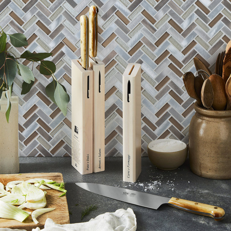 Twilight Series Multicolor Chevron Glass and Metal Mosaic Tile