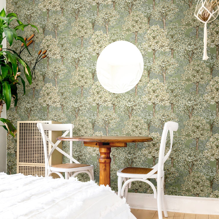 Pink and Beige Matte Non-Pasted Botanical Wallpaper Roll