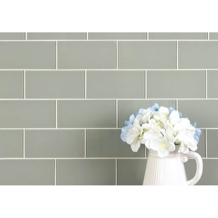 Soft Gray 3'' x 6'' Glass Peel and Stick Subway Tile