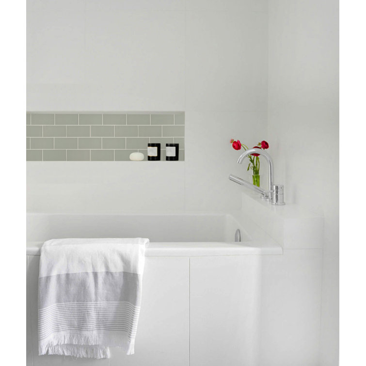 Soft Gray 3'' x 6'' Glass Peel and Stick Subway Tile