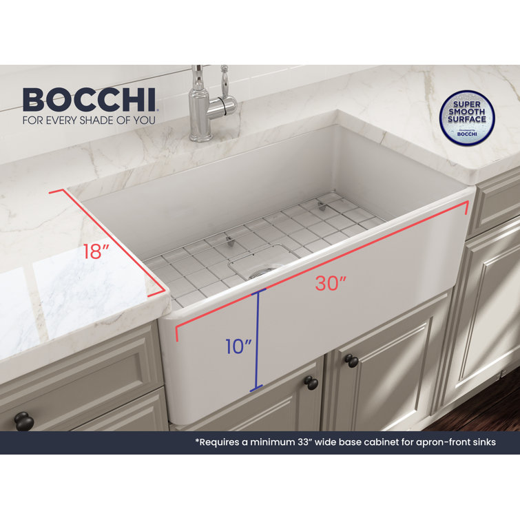 30'' White Fireclay Farmhouse Apron Kitchen Sink