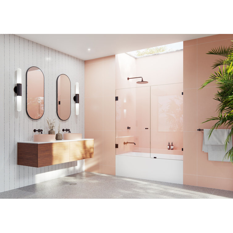 Illume 60" x 58.25" Frameless Glass Bathtub Door with Oil Rubbed Bronze Hinges