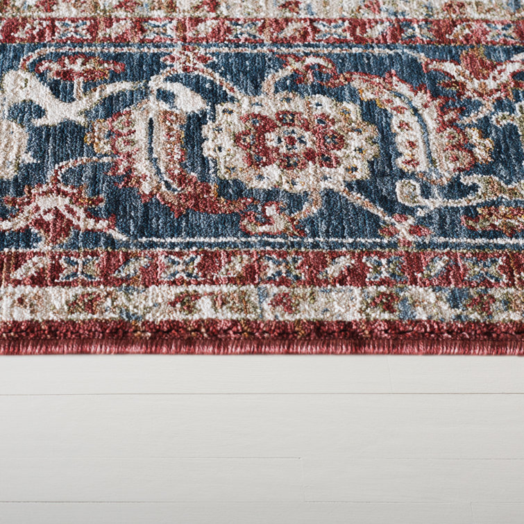 Elegant Bennet Red & Dark Blue Oriental Medallion Area Rug