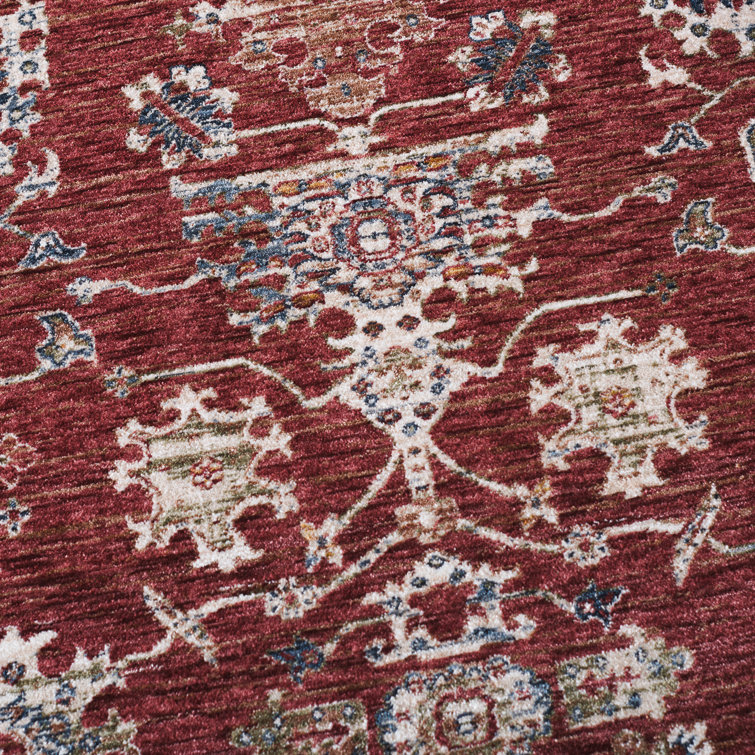 Elegant Bennet Red & Dark Blue Oriental Medallion Area Rug