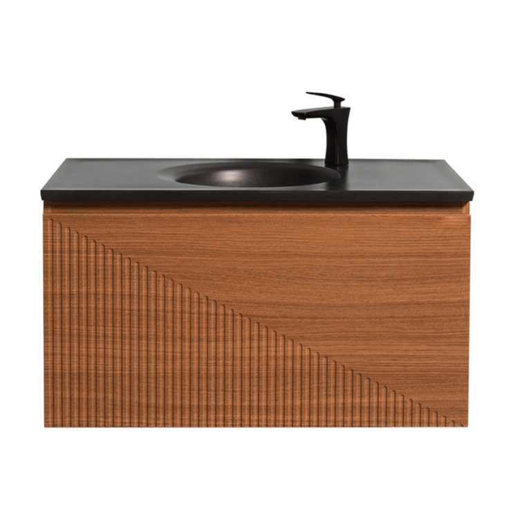 Alma 20.7'' Matte Black Polymarble Circular Undermount Bathroom Sink with Overflow