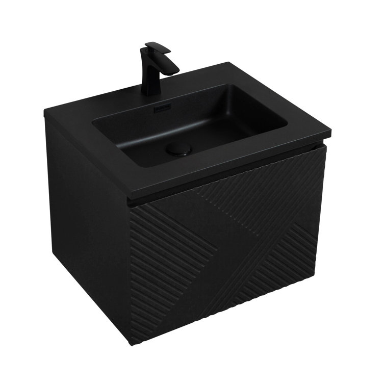 Alma 19'' Matte Black Polymarble Undermount Bathroom Sink with Overflow