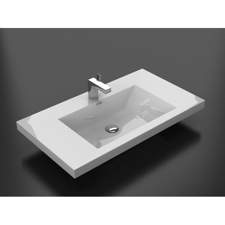 Alma 19.5'' White Polymarble Rectangular Bathroom Sink