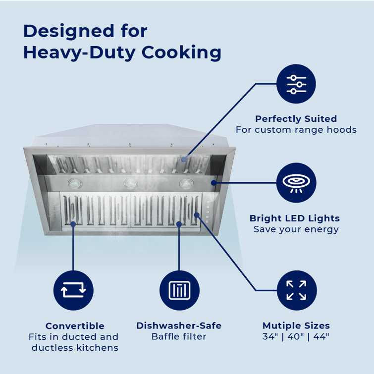 Hauslane 34" Stainless Steel Convertible Insert Range Hood