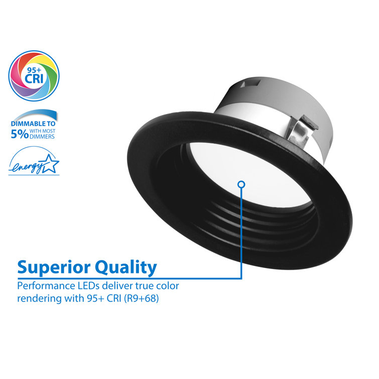 4-Inch Black Selectable CCT Dimmable LED Recessed Downlight