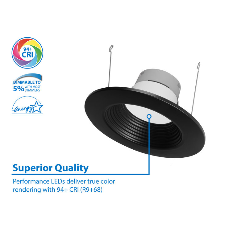 Black 6'' Dimmable LED Retrofit Recessed Lighting Kit
